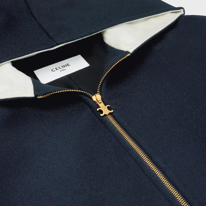 Celine Jackets Hooded Teddy Jacket In Double Face Cashmere 8211 Navy 8211 Women