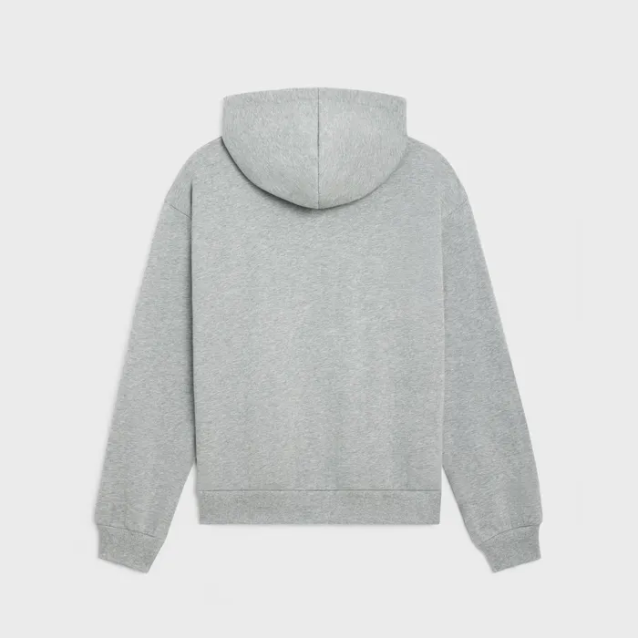 Celine Knitwear And Sweatshirts Celine Loose Hoodie In Cotton Fleece 8211 GREY MELANGEBURGUNDY 8211 Men