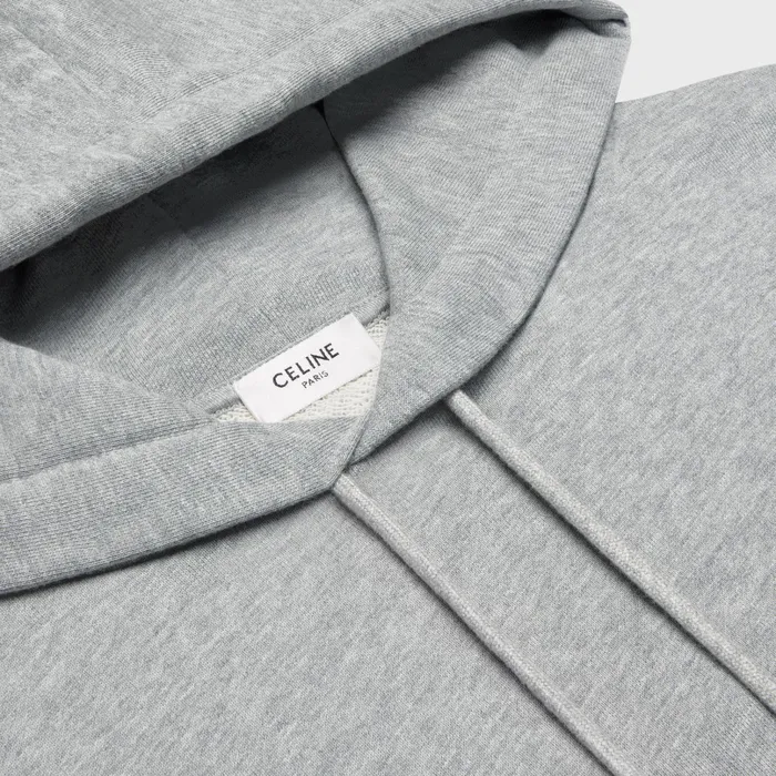 Celine Knitwear And Sweatshirts Celine Loose Hoodie In Cotton Fleece 8211 GREY MELANGEBURGUNDY 8211 Men