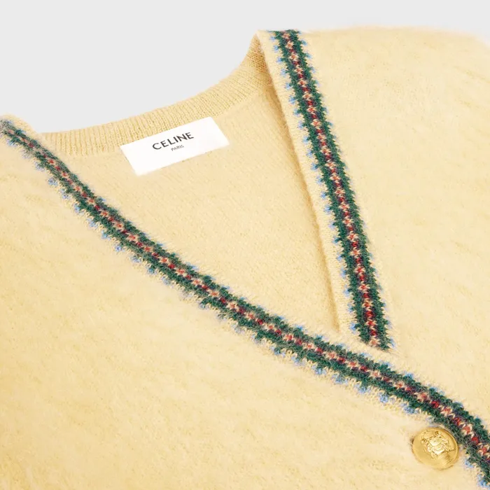 Celine Knitwear Cardigan Jacket In Mohair 8211 Pale Yellow 8211 Women