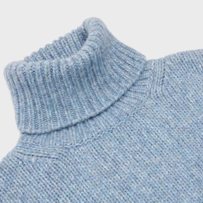 Celine Knitwear Triomphe Turtleneck Sweater In Alpaca Wool 8211 Light Blue 8211 Women