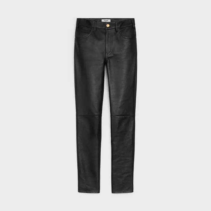 Celine Leather And Shearling Second Skin Jeans In Soft Lambskin 8211 Black 8211 Women