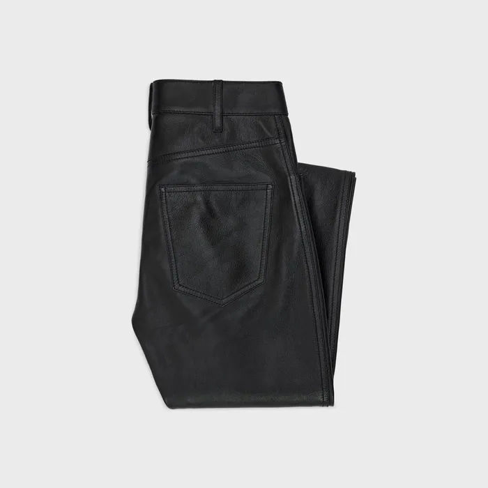 Celine Leather And Shearling Second Skin Jeans In Soft Lambskin 8211 Black 8211 Women