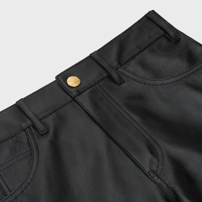 Celine Leather And Shearling Second Skin Jeans In Soft Lambskin 8211 Black 8211 Women