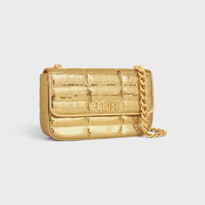 Celine More Lines CHAIN SHOULDER BAG MATELASSE MONOCHROME CELINE In QUILTED SEQUINS 8211 Gold 8211 Women Celine More Lines CHAIN SHOULDER BAG MATELASSE MONOCHROME CELINE In QUILTED SEQUINS 8211 Gold 8211 Women