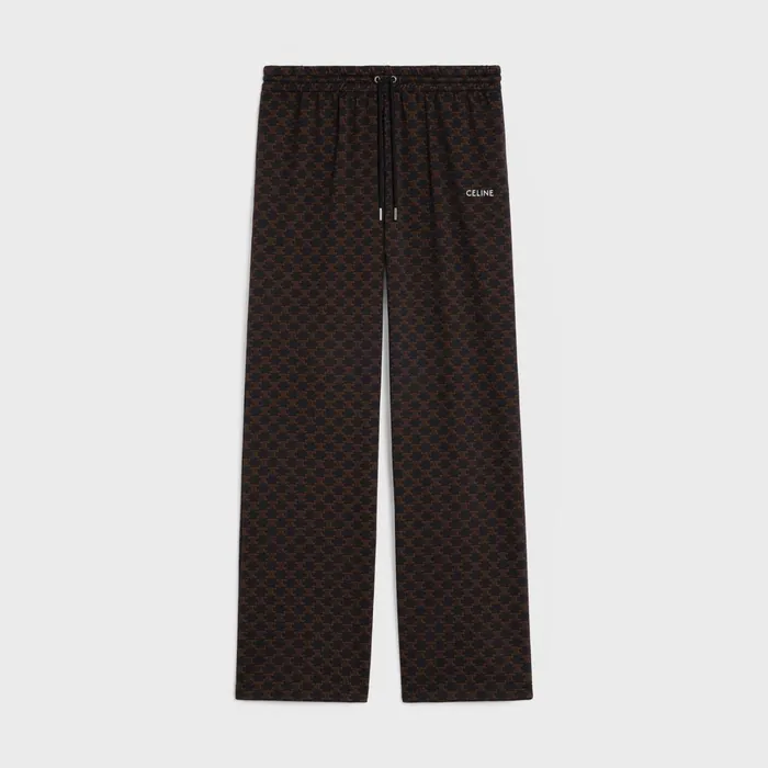 Celine Pants And Shorts Triomphe Track Pants In Monogram Jersey 8211 NoirMarron 8211 Men