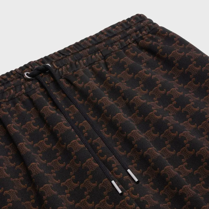 Celine Pants And Shorts Triomphe Track Pants In Monogram Jersey 8211 NoirMarron 8211 Men