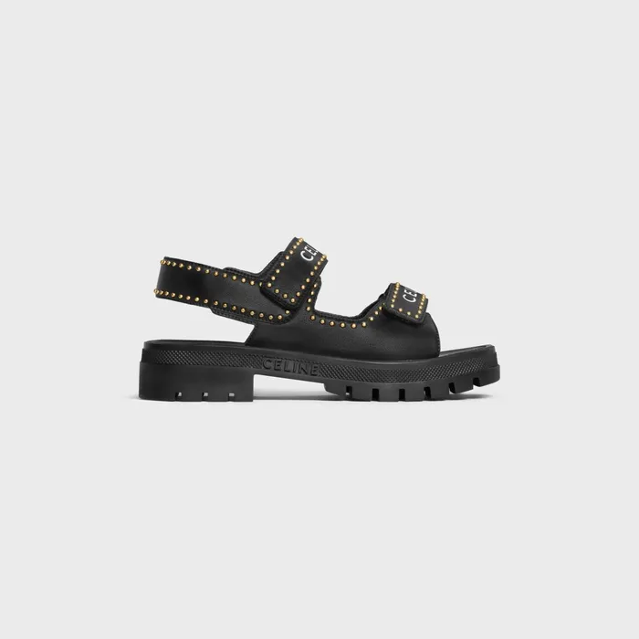 Celine Sandals CELINE LEO STUDDED CHUNKY SANDAL In CALFSKIN 8211 Black 8211 Women