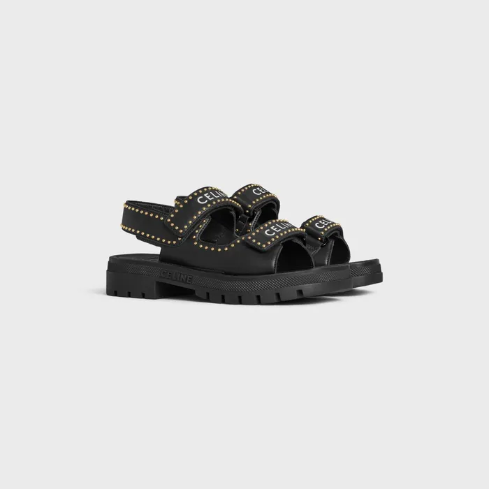 Celine Sandals CELINE LEO STUDDED CHUNKY SANDAL In CALFSKIN 8211 Black 8211 Women