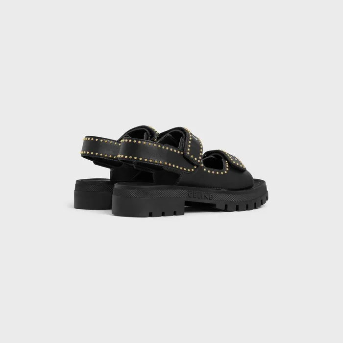 Celine Sandals CELINE LEO STUDDED CHUNKY SANDAL In CALFSKIN 8211 Black 8211 Women