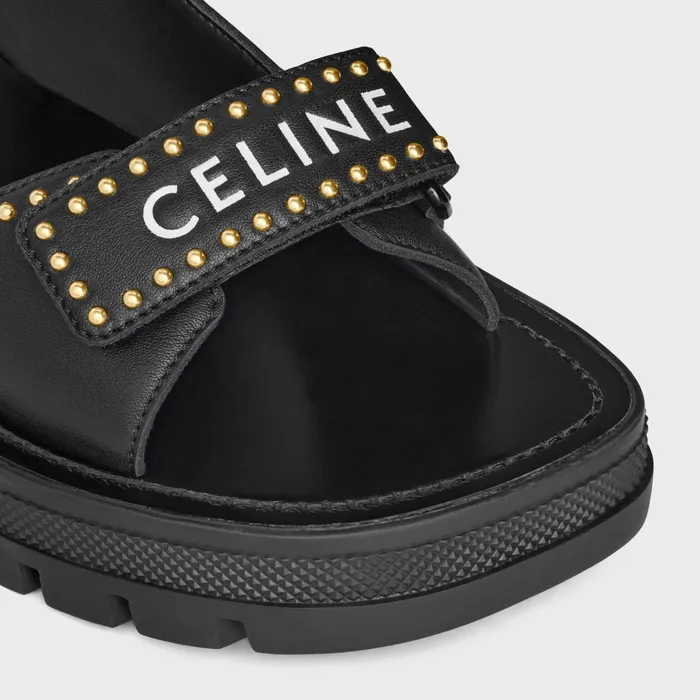 Celine Sandals CELINE LEO STUDDED CHUNKY SANDAL In CALFSKIN 8211 Black 8211 Women