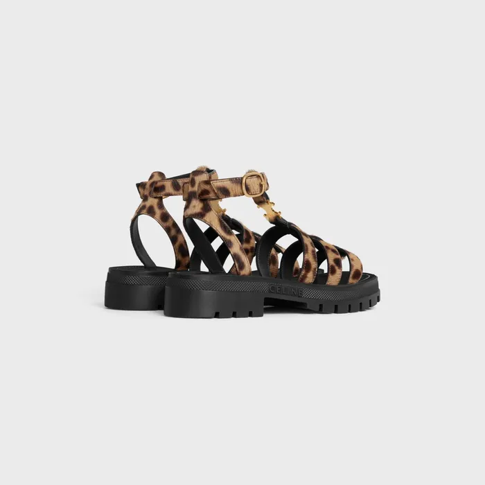 Celine Sandals CLEA TRIOMPHE GLADIATOR CHUNKY SANDAL In LEOPARD PRINTED HAIRY CALFSKIN 8211 Black Brown Beige 8211 Women