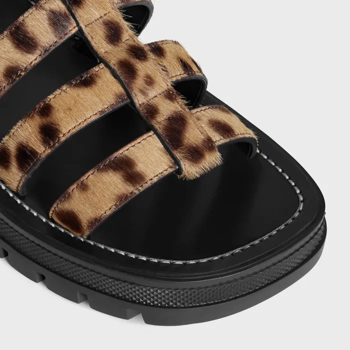 Celine Sandals CLEA TRIOMPHE GLADIATOR CHUNKY SANDAL In LEOPARD PRINTED HAIRY CALFSKIN 8211 Black Brown Beige 8211 Women
