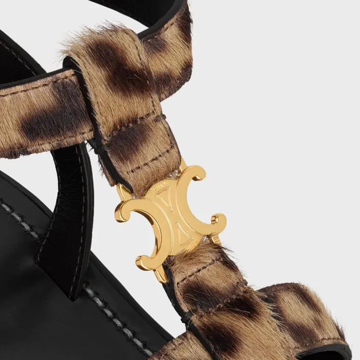 Celine Sandals CLEA TRIOMPHE GLADIATOR CHUNKY SANDAL In LEOPARD PRINTED HAIRY CALFSKIN 8211 Black Brown Beige 8211 Women