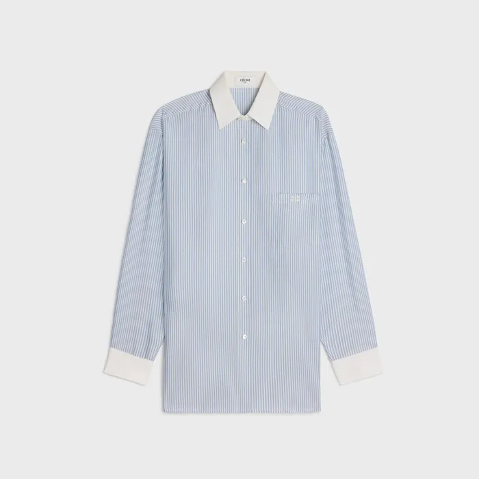 Celine Shirts And Tops Oversized Shirt In Striped Silk 8211 CRAIEBLEU 8211 Women