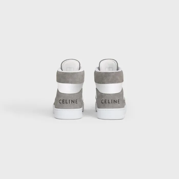 Celine Sneakers CT01 034Z034 TRAINER HIGH TOP SNEAKER In SUEDE CALFSKIN AND CALFSKIN 8211 GreyOptic White 8211 Men