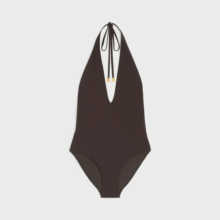 Celine Swimwear And Lingerie SWIMSUIT IN MATTE JERSEY 8211 Brun 8211 Women
