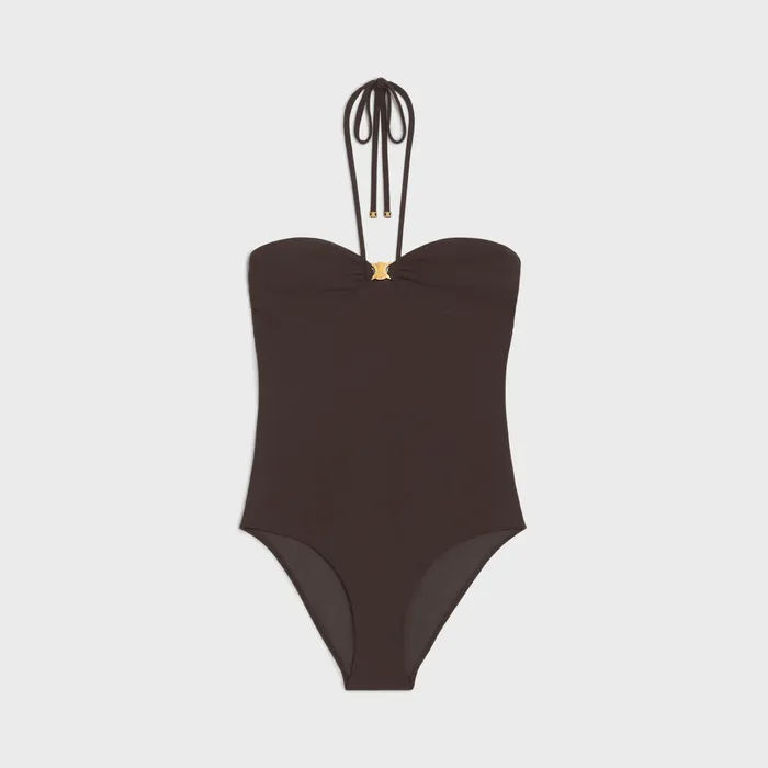 Celine Swimwear And Lingerie Triomphe Swimsuit In Jersey 8211 Brun 8211 Women