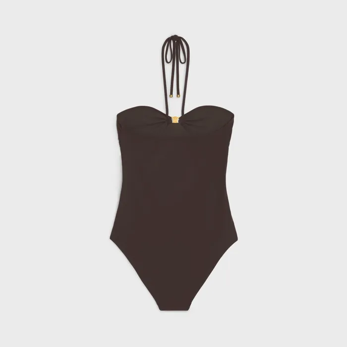 Celine Swimwear And Lingerie Triomphe Swimsuit In Jersey 8211 Brun 8211 Women