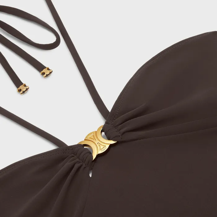 Celine Swimwear And Lingerie Triomphe Swimsuit In Jersey 8211 Brun 8211 Women