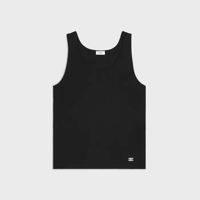 Celine TShirts And Polos Triomphe Tank Top In Silk Jersey 8211 Black White 8211 Men