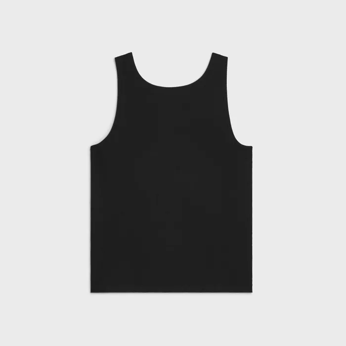 Celine TShirts And Polos Triomphe Tank Top In Silk Jersey 8211 Black White 8211 Men