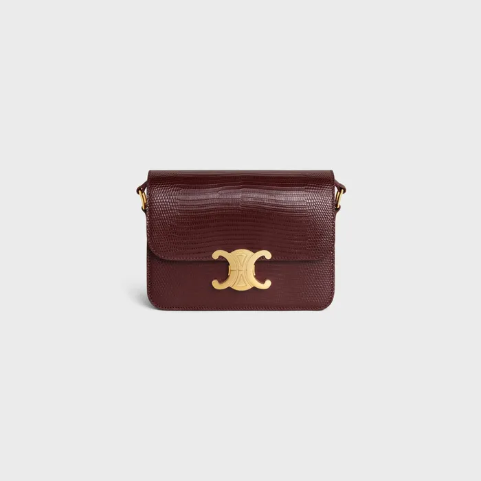 Celine Triomphe Teen Triomphe Bag In Lizard 8211 Dark Burgundy 8211 Women