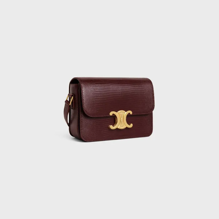 Celine Triomphe Teen Triomphe Bag In Lizard 8211 Dark Burgundy 8211 Women Celine Triomphe Teen Triomphe Bag In Lizard 8211 Dark Burgundy 8211 Women