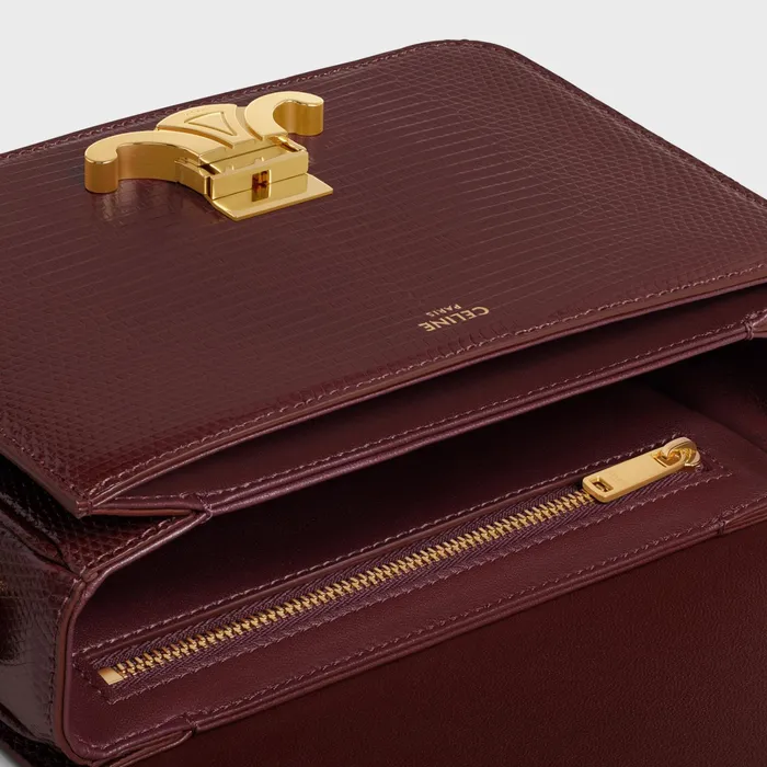 Celine Triomphe Teen Triomphe Bag In Lizard 8211 Dark Burgundy 8211 Women Celine Triomphe Teen Triomphe Bag In Lizard 8211 Dark Burgundy 8211 Women