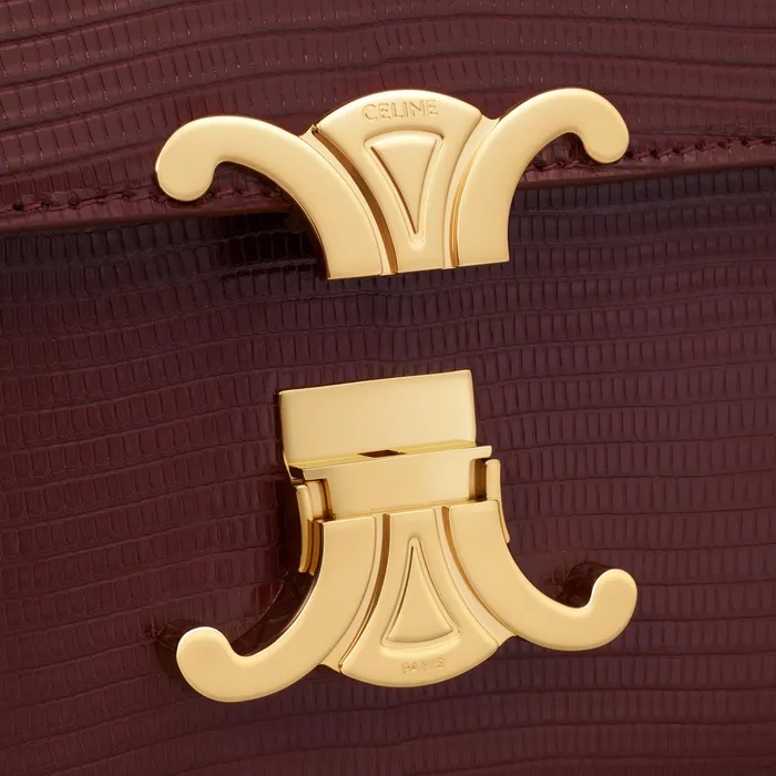 Celine Triomphe Teen Triomphe Bag In Lizard 8211 Dark Burgundy 8211 Women Celine Triomphe Teen Triomphe Bag In Lizard 8211 Dark Burgundy 8211 Women