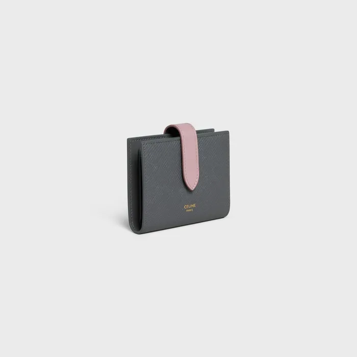 Celine Wallets Small Strap Wallet Essentials In Bicolour Grained Calfskin 8211 Grey Vintage Pink 8211 Women Celine Wallets Small Strap Wallet Essentials In Bicolour Grained Calfskin 8211 Grey Vintage Pink 8211 Women