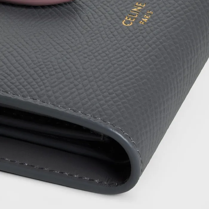 Celine Wallets Small Strap Wallet Essentials In Bicolour Grained Calfskin 8211 Grey Vintage Pink 8211 Women Celine Wallets Small Strap Wallet Essentials In Bicolour Grained Calfskin 8211 Grey Vintage Pink 8211 Women