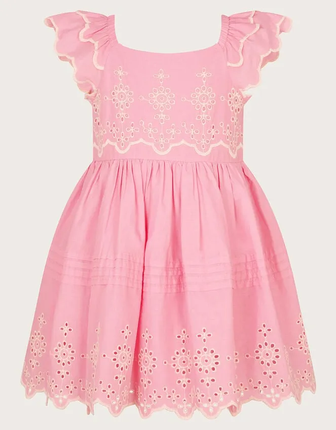 Children Baby Broderie Dress Pink Monsoon Dresses