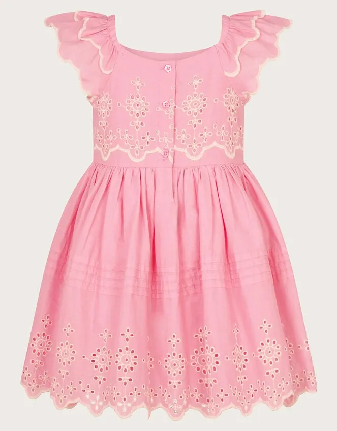 Children Baby Broderie Dress Pink Monsoon Dresses