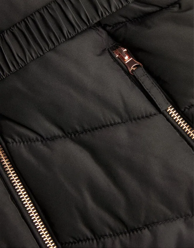 Children Belted Faux Fur Hooded Coat Black Monsoon Coats and Jackets