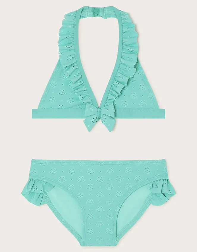 Children Broderie Triangle Bikini Set Blue Monsoon Beachwear and Swimwear