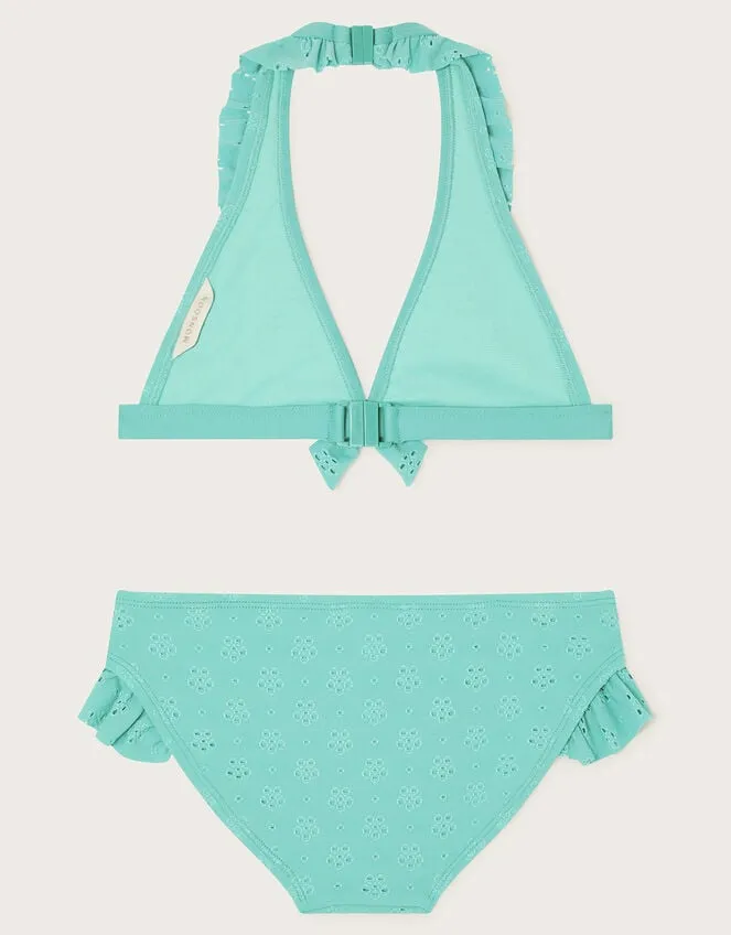 Children Broderie Triangle Bikini Set Blue Monsoon Beachwear and Swimwear