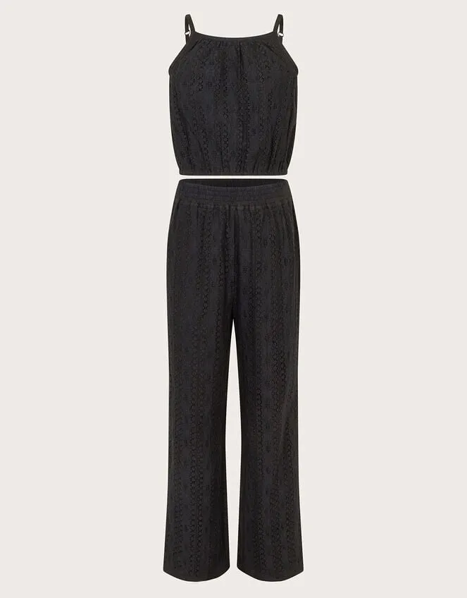 Children Lace Top And Trousers Set Black Monsoon Beachwear and Swimwear