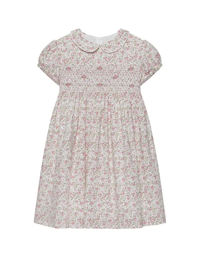 Children Trotters Rose Print Smock Dress Pink Monsoon Dresses