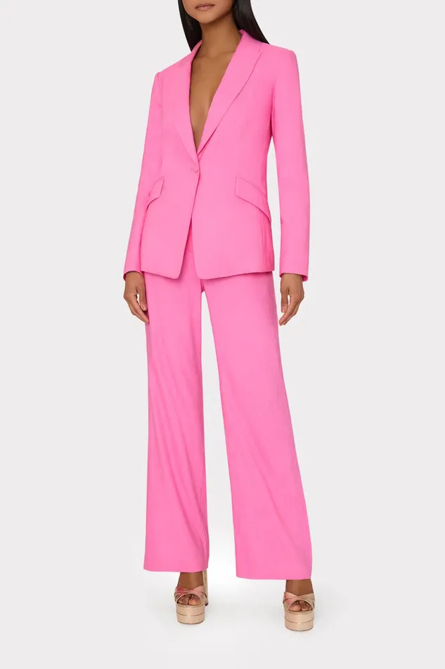 Christelle Solid Linen Blazer Pink Women Milly Coats and Jackets
