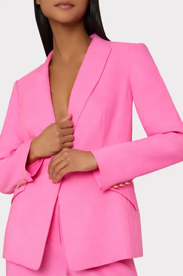 Christelle Solid Linen Blazer Pink Women Milly Coats and Jackets