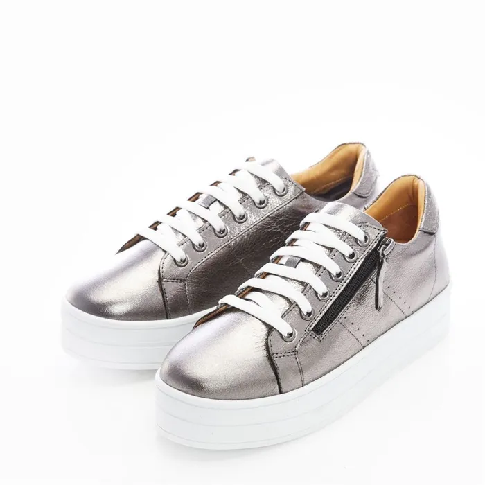 Chunky Trainers Women Moda In Pelle Bsoleful BGlazie Pewter Leather