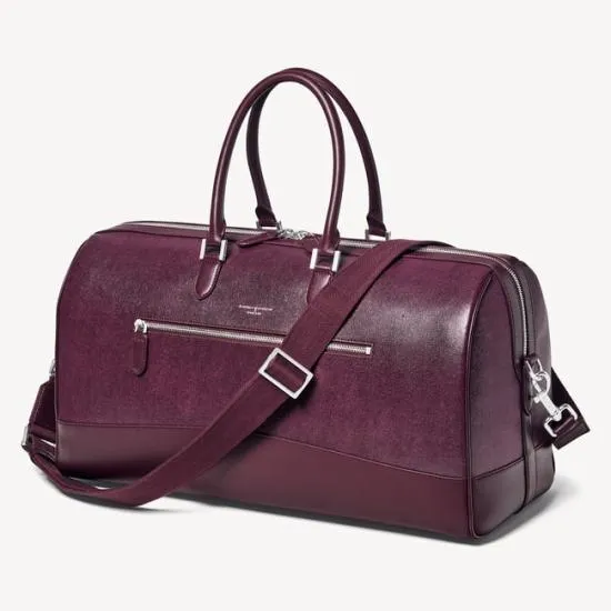 City Holdall Burgundy Saffiano WomenMen Aspinal Of London Luggage and Travel Bags