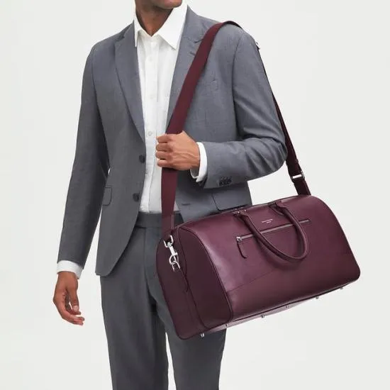 City Holdall Burgundy Saffiano WomenMen Aspinal Of London Luggage and Travel Bags