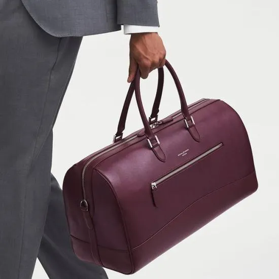 City Holdall Burgundy Saffiano WomenMen Aspinal Of London Luggage and Travel Bags