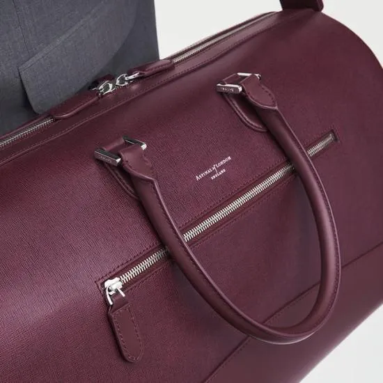 City Holdall Burgundy Saffiano WomenMen Aspinal Of London Luggage and Travel Bags