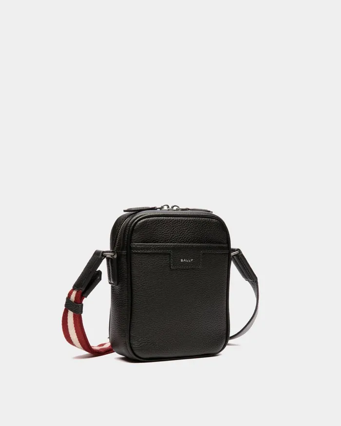 Code Crossbody Bag In Black Leather Men Bally Messenger Bags