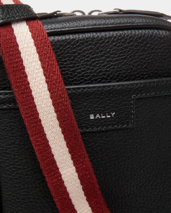 Code Crossbody Bag In Black Leather Men Bally Messenger Bags
