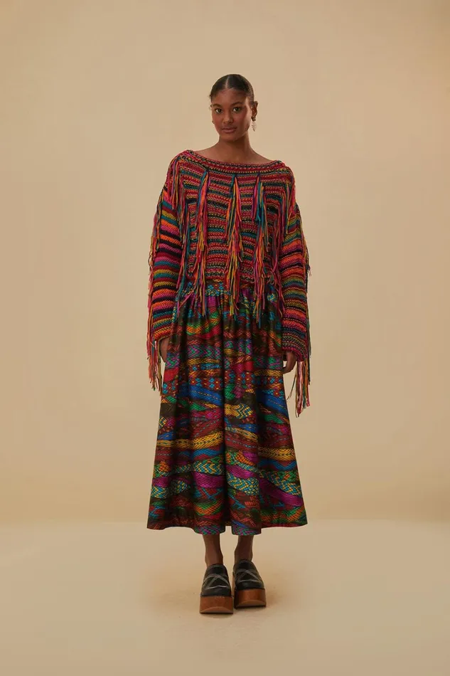 Colorful Stripes Knit Sweater Women FARM Rio Sweaters and Sweatshirts