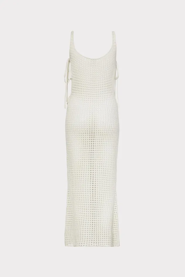 CoverUp Dress With Seashell Crochet Trim Ecru Women Milly Swim and Coverups